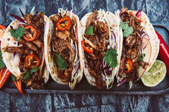 BBQ pulled pork with apple slaw Tacos