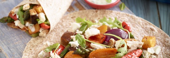 Harissa Roast Vegetables & Feta wrap